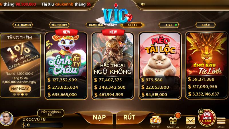 Hạng mục slot game với 30 chủ đề hấp dẫn cùng giá trị thưởng cao